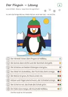 Vorschau - Arbeitsblätter - Lesen und Malen Winter Klasse 4 – Leseförderung Deutsch, lange und knifflige Sätze | Pinguin, Eisbär, Schlitten, Schneemann, mit Lösungen - Seite 3