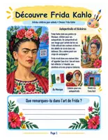 Aperçu - Feuilles d'exercices - Découvre Frida Kahlo : artiste célèbre, autoportrait, couleurs et symboles (10 pages) - Page de couverture