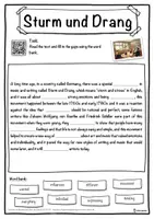Vorschau - Arbeitsblätter - Sturm und Drang – Worksheet: cloze text, listening comprehension and word search - English - Seite 1