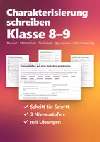 Vorschau - Arbeitsblätter - Charakterisierung schreiben Schritt für Schritt Deutsch Klasse 8/9 – Trainingsheft mit Lösungen | Mittelschule Realschule Gymnasium - Deckblatt