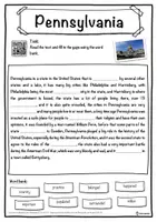 Vorschau - Arbeitsblätter - Pennsylvania – Worksheet: cloze text, listening comprehension and word search - English - Seite 1