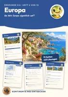 Vorschau - Stundenentwürfe - Europa Erdkunde Klasse 5 6 | Arbeitsheft 13 Seiten mit Lösungen | Karte, Steckbrief, Mont Blanc oder Elbrus | Kontinente neu entdecken 6 - Deckblatt