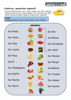 Vorschau - Arbeitsblätter - Wortschatz – Lebensmittel (gesund & ungesund) - Deckblatt