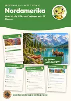 Vorschau - Stundenentwürfe - Nordamerika Erdkunde Klasse 5 6 | Arbeitsheft 13 Seiten mit Lösungen | Karte, Steckbrief, Grönland, Karibik | Kontinente neu entdecken 7 - Deckblatt