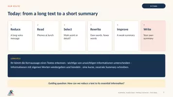 Vorschau - Stundenentwürfe - Writing a Summary – First Steps | Englisch Sek I | Kernaussagen erkennen & knapp zusammenfassen | 90 Min - Seite 2