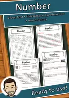 Vorschau - Arbeitsblätter - Number – Worksheet: cloze text, listening comprehension and word search - English - Deckblatt