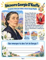 Aperçu - Feuilles d'exercices - Découvre Georgia O'Keeffe : fleurs géantes, formes de la nature et paysages (10 pages) - Page de couverture