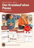 Vorschau - Stundenentwürfe - Herz Blutkreislauf Puls Biologie Klasse 8 9 | Unterrichtsstunde 14 Seiten mit Lösungen | doppelter Kreislauf, Herzbau, Puls messen, Boarding Pass, Exit-Ticket | Blut und Abwehr 4 - Deckblatt