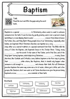 Vorschau - Arbeitsblätter - Baptism – Worksheet: cloze text, listening comprehension and word search - English - Seite 1
