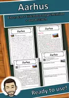 Vorschau - Arbeitsblätter - Aarhus – Worksheet: cloze text, listening comprehension and word search - English - Deckblatt