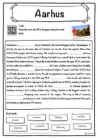 Vorschau - Arbeitsblätter - Aarhus – Worksheet: cloze text, listening comprehension and word search - English - Seite 1