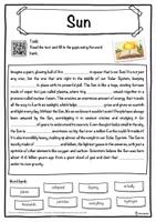 Vorschau - Arbeitsblätter - Sun – Worksheet: cloze text, listening comprehension and word search - English - Seite 1