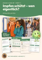Vorschau - Stundenentwürfe - Impfen Herdenschutz aktive passive Immunisierung Biologie Klasse 8 9 | Unterrichtsstunde 16 Seiten mit Lösungen | Masern, Gitter-Modell, Impfquote, Boarding Pass, Exit-Ticket | Blut und Abwehr 11 - Deckblatt
