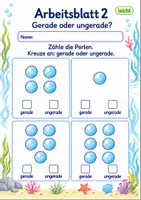Vorschau - Arbeitsblätter - Gerade und ungerade Zahlen: Perlen zählen bis 10 | Mathematik Klasse 1 | Deluxe | 10 Arbeitsblätter als PDF - Seite 2