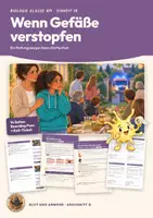 Vorschau - Stundenentwürfe - Herzinfarkt Arteriosklerose Herzkranzgefäße Biologie Klasse 8 9 | Unterrichtsstunde 14 Seiten mit Lösungen | Warnzeichen, Notruf 112, Risikofaktoren, Boarding Pass, Exit-Ticket | Blut und Abwehr 18 - Deckblatt