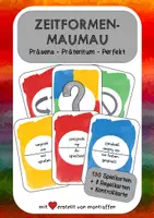Vorschau - Stationenlernen - Zeitformen-MauMau - Spiel für die Freiarbeit (Präsens, Präteritum, Perfekt) - Deckblatt
