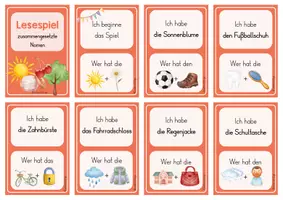 Vorschau - Spiele - Lesespiel zusammengesetzte Nomen bilden | 2-fach differenziert | Nomen + Nomen | Nomen/Verb/Adjektiv + Nomen - Seite 2
