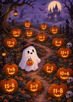 Vista previa - Hojas de trabajo - Halloween Matemático Calabazas con Sumas y Restas para Niños - página 2
