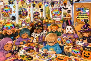 Vorschau - Mal- und Bastelvorlagen - 7 Halloween-Materialien zum selbst Gestalten und Basteln - Deckblatt