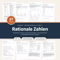 Vorschau - Arbeitsblätter - Rationale Zahlen Klasse 7 – Arbeitsheft, 2 Klassenarbeiten, mit Lösungen - Deckblatt