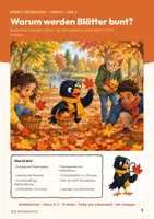 Vorschau - Arbeitsblätter - Herbst Blätter Sachunterricht Klasse 2 3 4 | Arbeitsheft 14 Seiten mit Lösungen | Laubfärbung, Blätter sammeln, Säulendiagramm | Herbst erforschen 1 - Seite 1