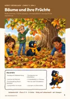 Vorschau - Arbeitsblätter - Bäume und Früchte Herbst Sachunterricht Klasse 2 3 4 | Arbeitsheft 14 Seiten mit Lösungen | Kastanie, Eichel, Blätter erkennen | Herbst erforschen 2 - Seite 1