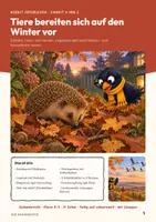 Vorschau - Arbeitsblätter - Tiere im Winter Winterschlaf Sachunterricht Klasse 2 3 4 | Arbeitsheft 14 Seiten mit Lösungen | Igel, Eichhörnchen, Zugvögel | Herbst erforschen 4 - Deckblatt