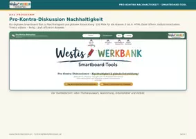 Vorschau - Arbeitsblätter - 🌱 Pro-Kontra-Diskussion Nachhaltigkeit – Smartboard-Tool | 💬 120 Fälle · 📝 ABs für SuS & LuL | 📚 RLP Berlin/Brandenburg · 🎒 Klasse 3–6 - Seite 1