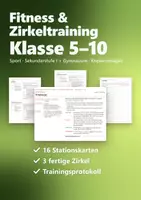 Vorschau - Stationenlernen - Zirkeltraining Stationskarten Fitness Sport Klasse 5–10 – 16 Stationen, 3 fertige Zirkel | Trainingsprotokoll mit Lösungen - Deckblatt