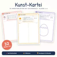 Vorschau - Arbeitsblätter - Freiarbeit 32 Kunst-Arbeitsblätter mit Zeichenfeld | Freiarbeit & Vertretung Kunst Klasse 1–4 - Seite 1