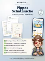 Vorschau - Arbeitsblätter - Pippos Schatzsuche – Rechenheft + Online-Trainer | Addition & Subtraktion bis 1000 ohne Zehnerübergang - Deckblatt