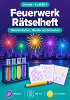 Vorschau - Arbeitsblätter - Feuerwerk Flammenfärbung, Rätselheft, Klasse 8 - Deckblatt
