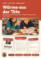 Vorschau - Arbeitsblätter - Handwärmer Oxidation Chemie Klasse 7 8 | Lernaufgabe 27 Seiten mit Lösungen | Rosten, exotherme Reaktion, Variablenkontrolle, Lernprodukt | Chemie mit Auftrag 1 - Deckblatt