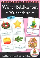 Vorschau - Spiele - Weihnachten – Wort- und Bildkarten | Wortschatz Weihnachten Advent | 36 Begriffe mit Artikel der die das & Silbenschrift | differenziert Kita Klasse 1 2 | DaZ Grundschule - Deckblatt