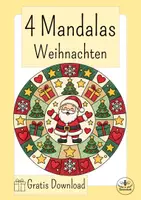 Vorschau - Mal- und Bastelvorlagen - Kostenlose Mandalas Weihnachten - Kunst Weihnachten Grundschule Freebie - Ausmalbilder gratis - Kunst Klasse 1, Kunst Klasse 2, Kunst Klasse 3, Kunst Klasse 4 Advent - Deckblatt