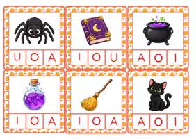 Aperçu - Apprentissages en autonomie - 👻Kit pédagogique GRATUIT – Cartes à pinces : Les sons des voyelles d’Halloween 👻 - Page 2