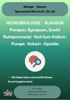 Vorschau - Klassenarbeiten - Neurobiologie-Klausur GK Q1 (135 min): Na⁺/K⁺-Pumpe, Kokain & Opioide - Deckblatt