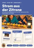 Vorschau - Arbeitsblätter - Zitronenbatterie galvanische Zelle Chemie Klasse 9 10 | Lernaufgabe 27 Seiten mit Lösungen | Redoxreaktion, Redoxreihe, Reihenschaltung, Versuch, Lernprodukt | Chemie mit Auftrag 5 - Deckblatt