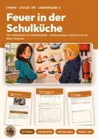 Vorschau - Arbeitsblätter - Verbrennung und Löschen Chemie Klasse 7 8 | Lernaufgabe 27 Seiten mit Lösungen | Verbrennungsdreieck, Fettbrand, Kerze unter Glas, Lernprodukt | Chemie mit Auftrag 3 - Deckblatt