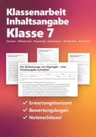 Vorschau - Test - Klassenarbeit Inhaltsangabe Deutsch Klasse 7 – Der Barbierjunge (Hebel), mit Erwartungshorizont - Deckblatt