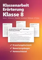 Vorschau - Test - Klassenarbeit Erörterung Deutsch Klasse 8 – Sozialpraktikum als Pflicht, mit Erwartungshorizont - Deckblatt