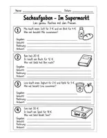Vorschau - Arbeitsblätter - SACHAUFGABEN KLASSE 2 – EINKAUFEN & Mit Euro rechnen - Seite 3