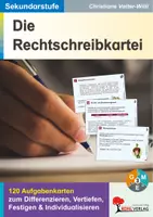 Vorschau - Arbeitsblätter - Die Rechtschreibkartei – 120 Aufgabenkarten | Deutsch Sekundarstufe I Klasse 5-10 | Rechtschreibung, Grammatik, Wortschatz, Groß-/Kleinschreibung, Freiarbeit / differenzierte Kopiervorlagen mit Lösungen - Deckblatt