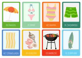 Voorbeeld - Woordkaarten: thema zomer en vakantie - Pagina 1