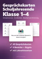 Vorschau - Aufgabenkarten - Gesprächskarten Schuljahresende Grundschule – 48 Reflexionskarten: Rückblick, Ich, Unsere Klasse, Ausblick | Klasse 1–4 - Seite 1