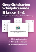 Vorschau - Aufgabenkarten - Gesprächskarten Schuljahresende Grundschule – 48 Reflexionskarten: Rückblick, Ich, Unsere Klasse, Ausblick | Klasse 1–4 - Deckblatt