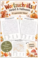 Vorschau - Arbeitsblätter - Wortsuchrätsel Herbst & Halloween | 10 Rätsel • 200 Suchwörter • mit Lösungen - Deckblatt