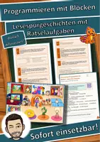Vorschau - Stationenlernen - Programmieren mit Blöcken – meine erste Animation – Lesespurgeschichte mit Rätselaufgaben (Klasse 5) - Deckblatt