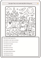 Vorschau - Arbeitsblätter - Lesen und Malen: Halloween | DaZ | Deutsch | Anfangsunterricht (3 Niveaustufen) - Seite 3