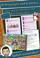 Vorschau - Mal- und Bastelvorlagen - Bedingungen und Schleifen – Wenn-dann und Wiederhole – Lesespurgeschichte mit Rätselaufgaben (Klasse 6) - Deckblatt